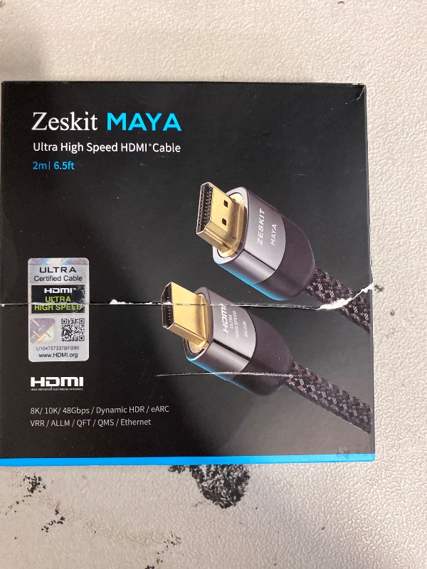 Photo 1 of Zeskit Certified 2.1 8K HDMI Cable 48Gbps 4K120Hz Compatible with Soundbar eARC HDR10 VRR Dolby Vision Atmos HDCP 2.2 & 2.3 Gaming PS5 Xbox Series X Apple TV Roku Monitor (Ultra High Speed Maya 6ft)