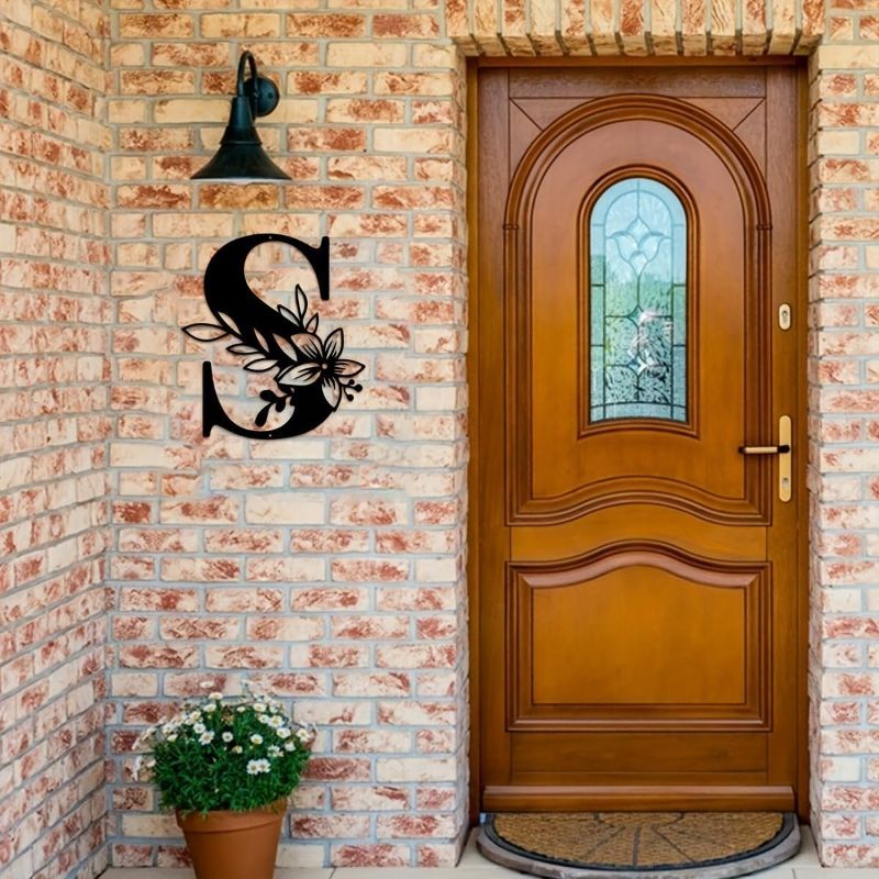 Photo 1 of Metal Name Sign,Initial Welcome Letter Monogram Wall Decor,Wall Art Last Name Signs,Garden Door Decor for Outside,Wedding,House Warming Gift,12 inch in Height (Letter S)