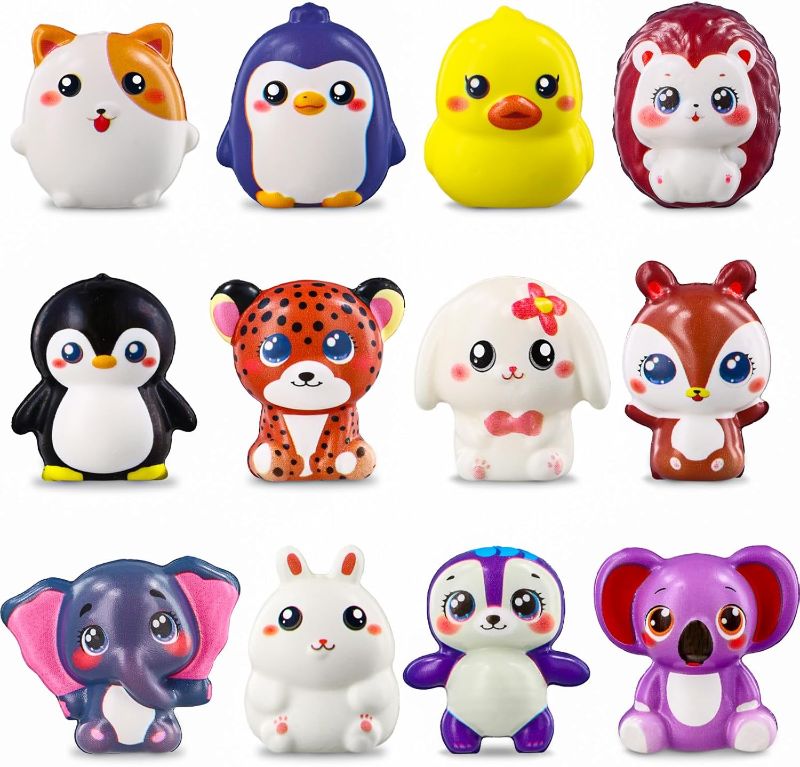 Photo 1 of 12PCS Animal Stress Toys for Kids, Soft Stress Relief Fidget Toys with Cute Designs, Party Favors Goodie Bag Stuffers Classroom Prizes Birthday Gifts for Kids