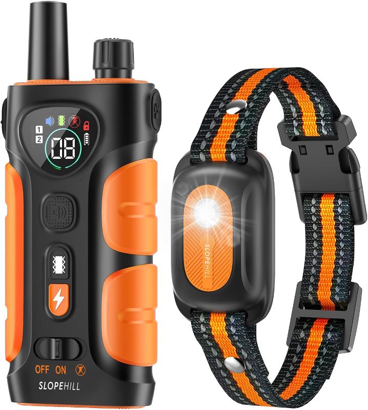 Photo 1 of Dog Shock Collar,4200FT Dog Training Collar with Remote,IPX8 Waterproof E-Collar with Beep,Vibration,Shock,Flash Light,No Shock Mode,Electric Shock Collar for Small Medium Large Dog,Orange