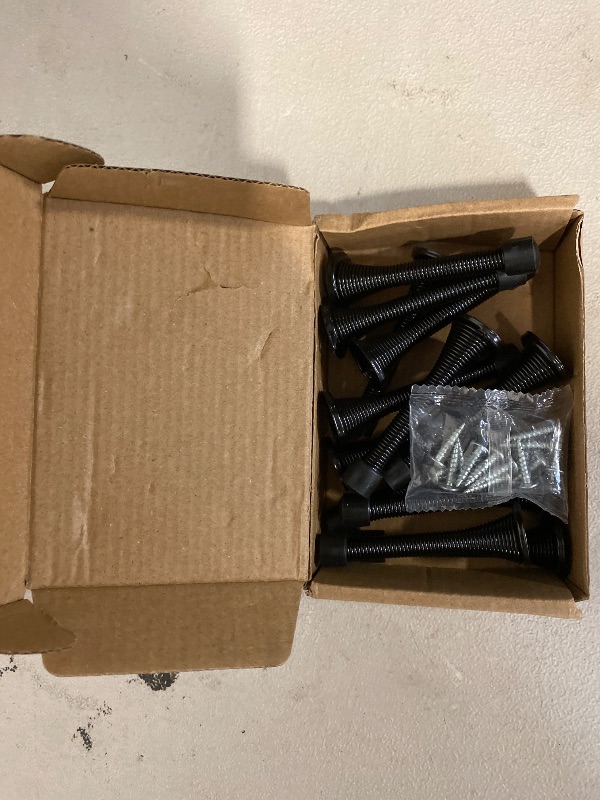 Photo 1 of HOMOTEK 12 Pack Black Spring Door Stops,3-1/8" Heavy Duty - Flexible Door Stopper with Low Mounted Black Rubber Bumper Tips