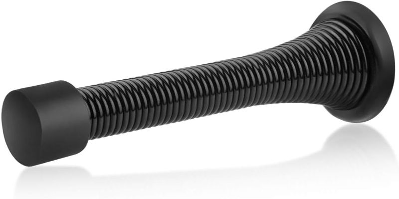 Photo 1 of HOMOTEK 12 Pack Black Spring Door Stops,3-1/8" Heavy Duty - Flexible Door Stopper with Low Mounted Black Rubber Bumper Tips