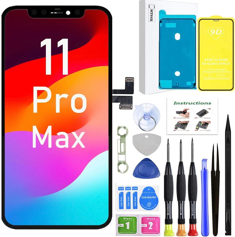 Photo 1 of LEAFE for iPhone 11 Pro Max Screen Replacement,Full HD LCD 3D Touch Compatible with iPhone 11 Pro Max Screen Replacement 6.5 inch (Model A2161, A2218, A2220) with Repair Tools