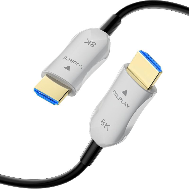 Photo 1 of 8K Fiber Optic HDMI 2.1 Cable 100ft, Long Active HDMI Cable, High Speed Fiber HDMI Cord, 48Gbps, 8K@60Hz 4K@120Hz, Dynamic HDR, Dolby, HDCP 2.2&2.3, 3D, for HDTV Monitor Game Laptop Home Theatre