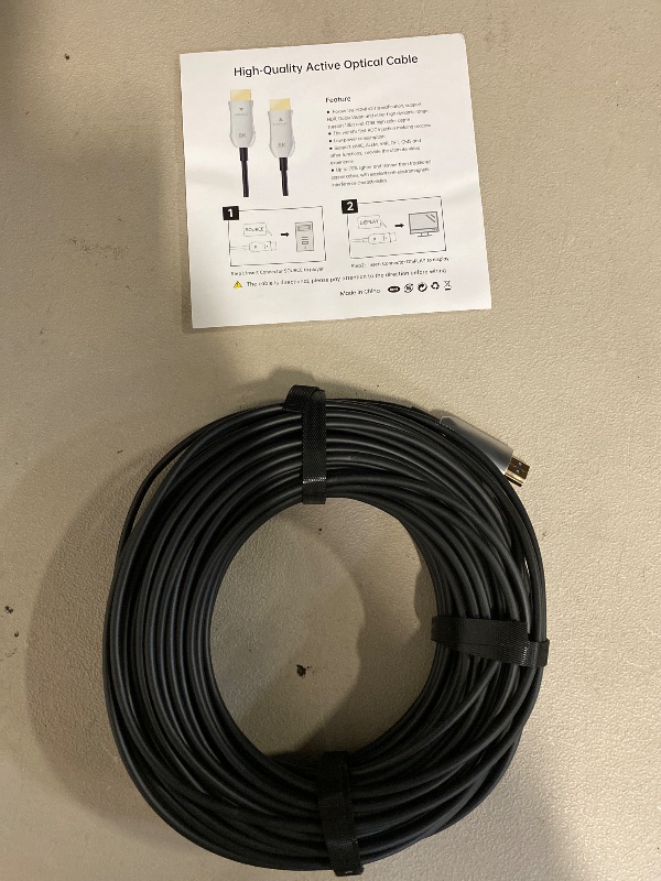 Photo 1 of 8K Fiber Optic HDMI 2.1 Cable 100ft, Long Active HDMI Cable, High Speed Fiber HDMI Cord, 48Gbps, 8K@60Hz 4K@120Hz, Dynamic HDR, Dolby, HDCP 2.2&2.3, 3D, for HDTV Monitor Game Laptop Home Theatre