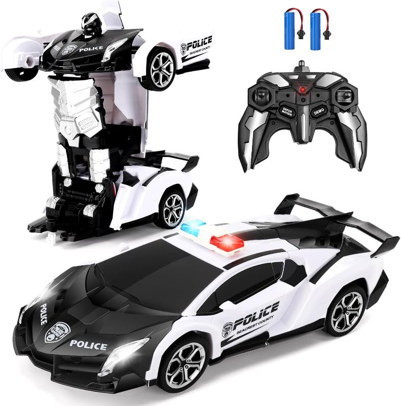 Photo 1 of Remote Control Car-Transform, One-Button Deformation & 360°Rotating Drifting, Transform Robot RC Car with LED Light, Toy Gifts for 4 5 6 7 8 9 10 11 12 Years Old Boy (White)