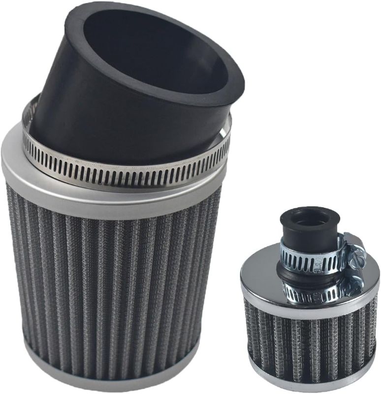 Photo 1 of 62mm Silver Air Filter 12mm Air Filter kit fit for Predator 212cc 79cc for Coleman CT200U CT100U KT196 196cc 6.5 Hp Engine Mini Bike Go Kart for GX160 GX200 GX390 420cc Engine Parts