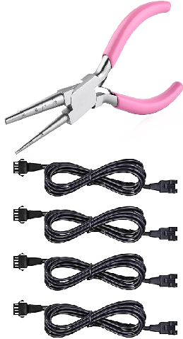 Photo 1 of 4 PCS 60 inch/150cm 4 Pin RGB LED Multi-Color Accent Light Extension Cable Wire Cord Set for LED Motorcycle ATV Car Light Multi-Color Neon Strip Trucks Rock Lights (60 inches Cable) + Wire Looping Pliers Precision Round Nose Pliers For Jewelry Making Jewe