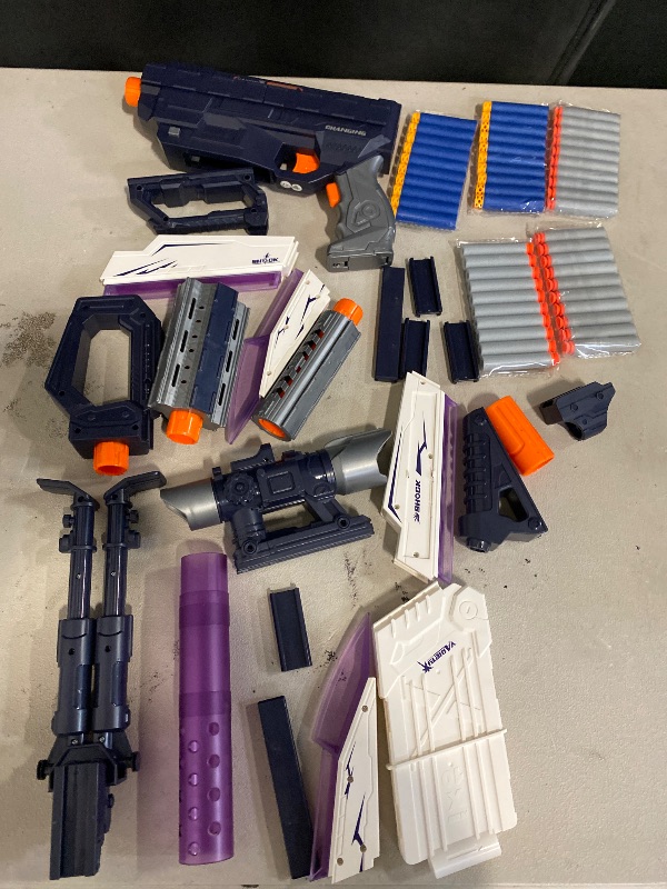Photo 1 of Automatic Sniper Rifle Toy for Nerf Gun Darts, Transforming Toy Foam Blaster with 20+ Assembly Styles, 50 Foam Darts, Full Auto Toy Gun for Boys & Girls, Gifts for Birthday Christmas