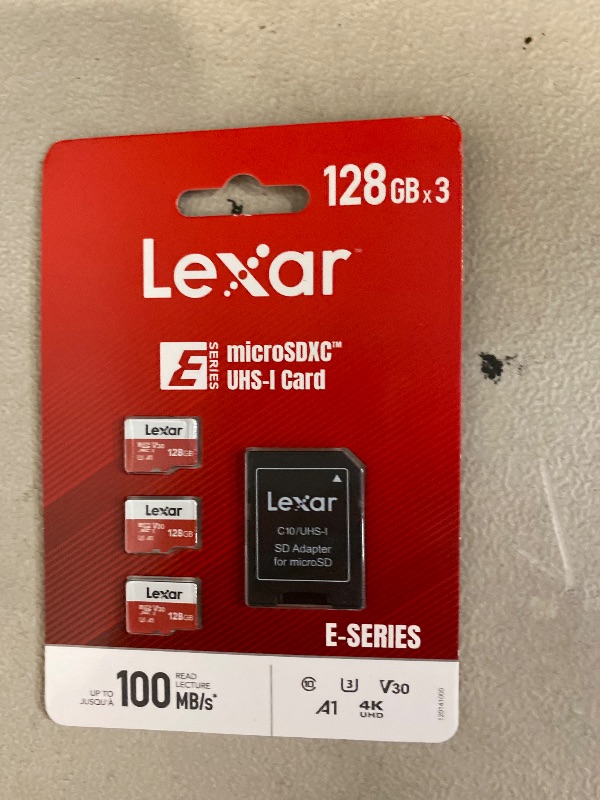 Photo 1 of Lexar Micro SD Card 128 GB Pack of 3 Memory Card Micro SD with SD Adapter, Up to 100 MB/s Read Speed, UHS-I, U3, A1, V30, C10, 4K UHD microSDXC Memory Card