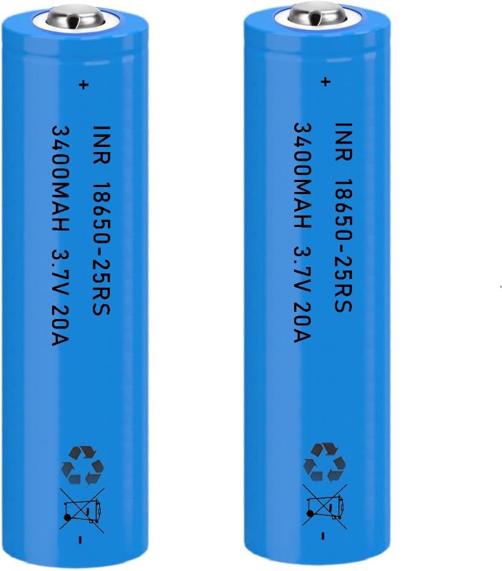Photo 1 of Battery 3.7 Volt 2 Packs 18650 Button Top Battery 3400mAh 18650 Rechargeable Batteries 18650 for Flashlights, Headlamps, Doorbells, RC Cars
