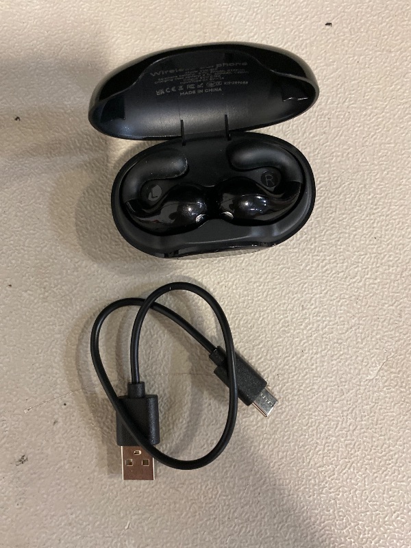 Photo 1 of Ultra Open Ear Earbuds - Ergonomic Clip-On Earbuds, Bone Conduction Over-The-Ear Headphones with Waterproof Design, Black