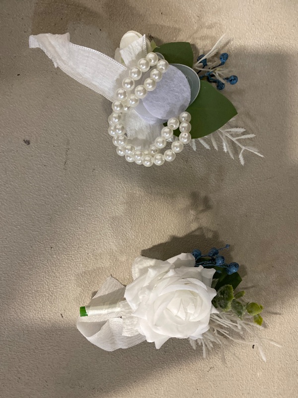 Photo 1 of Ivory Rose Boutonnieres for Men Wedding Groom and Groomsmen White Boutonniere for Rustic Fall Vintage Wedding Prom Set of 2