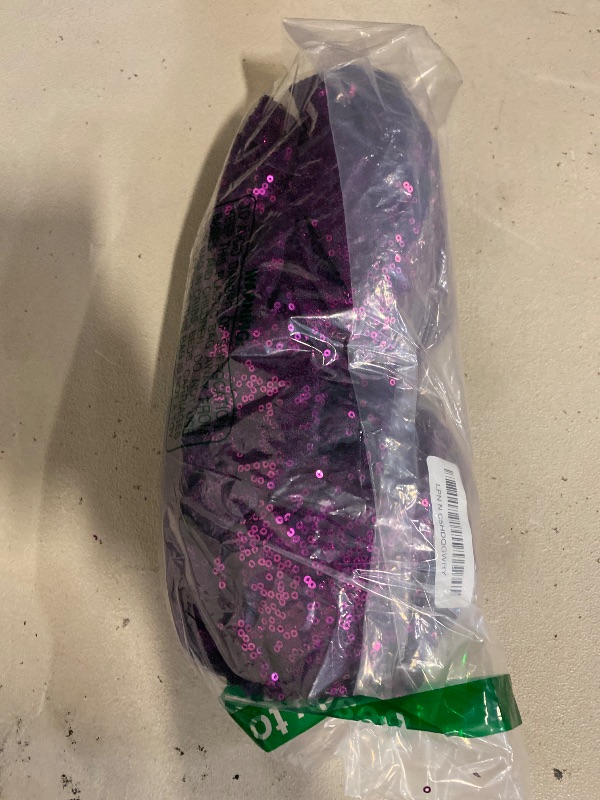 Photo 1 of 2 Pack 3 Feet Sequin Fabric by The Yard, Sparkly Embroidery Sequins Fabric for DIY Sewing Tablecloth Wedding Party Decor(Dark Purple)