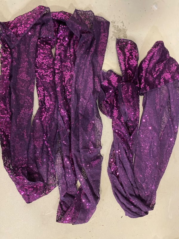 Photo 1 of 2 Pack 3 Feet Sequin Fabric by The Yard, Sparkly Embroidery Sequins Fabric for DIY Sewing Tablecloth Wedding Party Decor(Dark Purple)