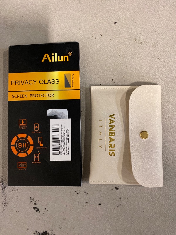 Photo 1 of Ailun Privacy Screen Protector for iPhone 16 Plus/ 15 Plus/ 15 Pro Max 6.7 Inch 3 Pack Tempered Glass Anti Spy Private + Jewelry Packing Multicolor PVC Bag Small Jewelry Bag Earring Display Organizers Jewelry Case For Various Occasion