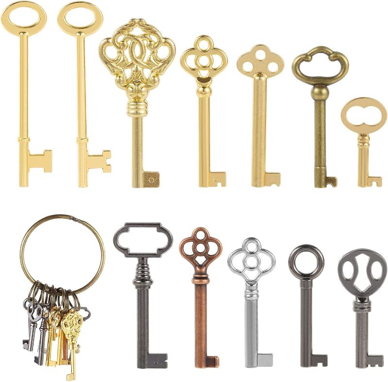 Photo 1 of 12PCS Hollow Barrel Skeleton Key, Generic Skeleton Key, Vintage Furniture, Vintage Locks, Decorations