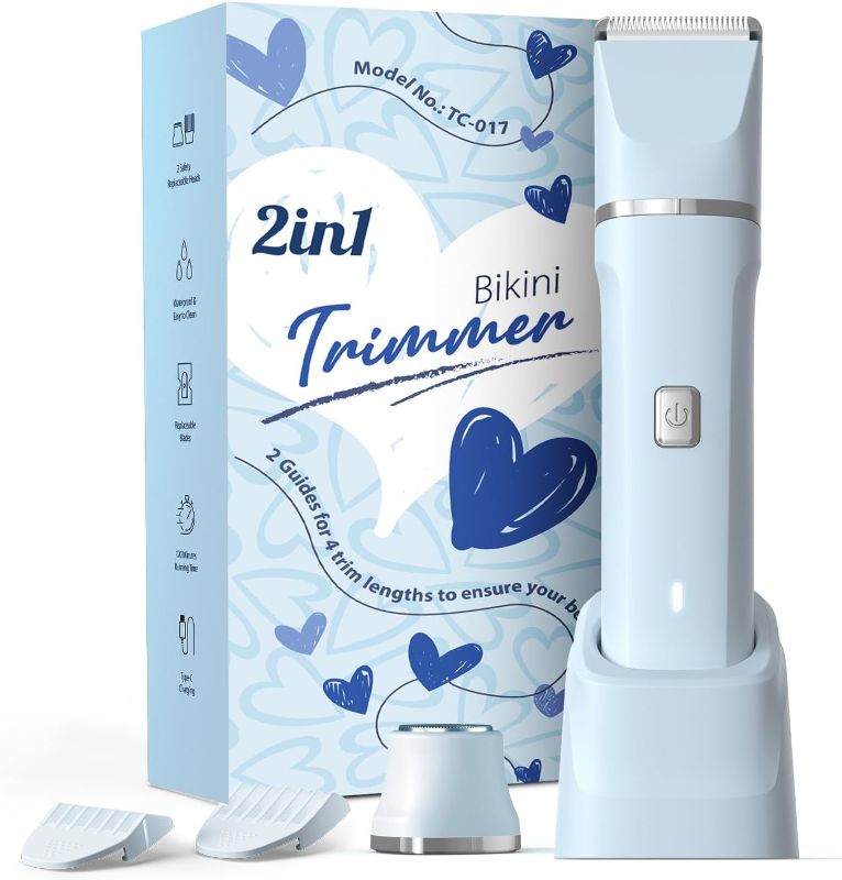 Photo 1 of Electric Shaver for Women - Body Hair Trimmer Shaver for Women's Grooming, Wet & Dry Use Groomer, Dusk Razor for Women, Ladies Electric Razors for Legs, Female Trimmer for Private Area, Blue