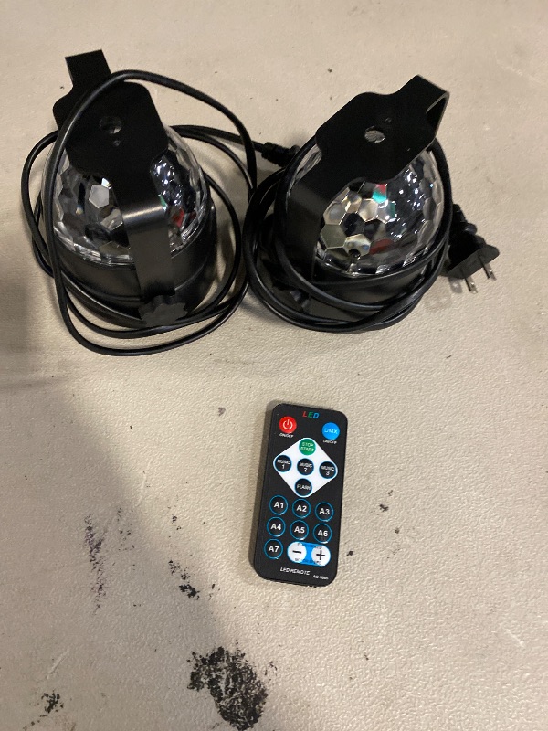 Photo 1 of 2-Pack Sound Activated Party Lights with Remote Control, Disco Ball Light, DJ Strobe Lamp for Home Room Dance Party Supplies White Elephant Gifts Birthday Christmas Halloween Party Decorations