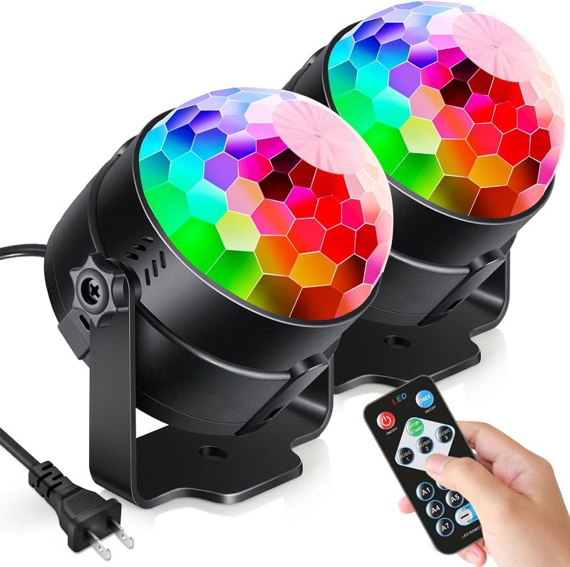 Photo 1 of 2-Pack Sound Activated Party Lights with Remote Control, Disco Ball Light, DJ Strobe Lamp for Home Room Dance Party Supplies White Elephant Gifts Birthday Christmas Halloween Party Decorations