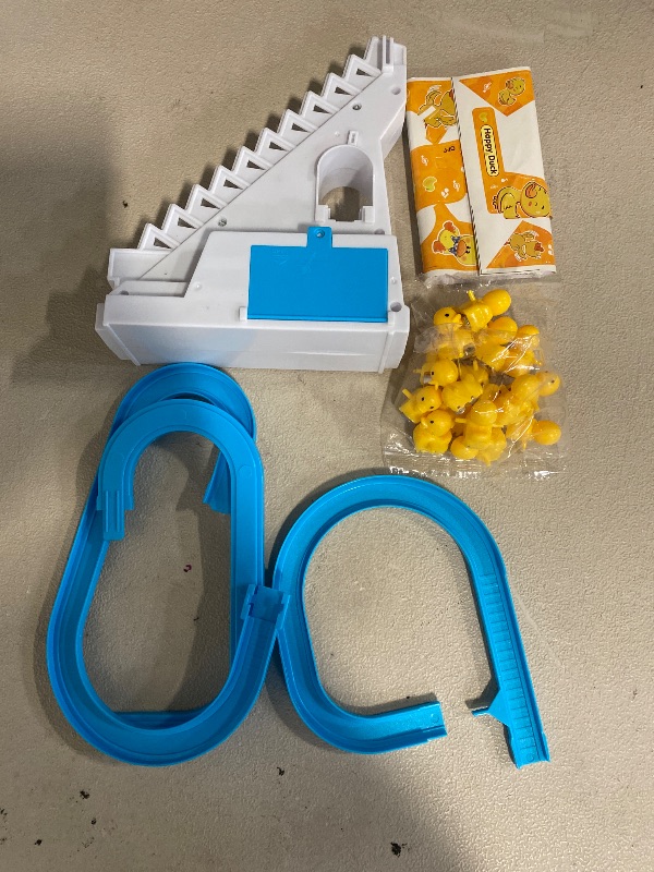 Photo 1 of Small Ducks Climbing Toys, Electric Llittle Duck Climbing Stairs Toy, Funny Duck Roller Coaster Track Toy with 9 Duck LED Lights & Music Button, Small Duck Slide Toy for Toddlers Kids and Baby