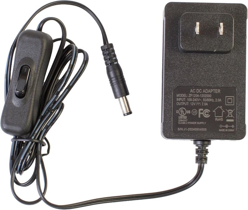 Photo 1 of 12v 2A amp 24w LED Power Supply Adapter with Inline Off Switch Built-in for LED Light 3528 5050 5630 Strip Light 110v AC Input to DC 12v UL Listed