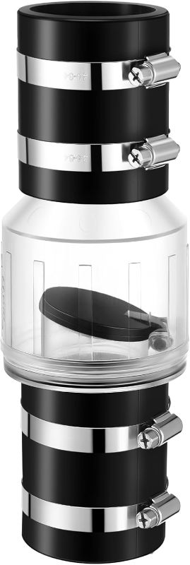 Photo 1 of Quiet Sump Pump Check Valve, 2 Inch PVC Check Valve Fits 2" Schedule 40 Pipe, Clear, Silent Backflow Valve With Spring Loaded Flapper, Reduces Water Hammer Noise