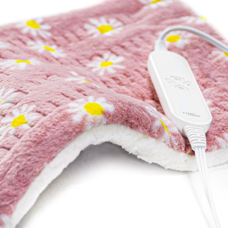 Photo 1 of Flower Heating Pad for Back Pain Relief- 12" x 24"12 Heat Levels, 8 Timers Stay on, Machine Washable