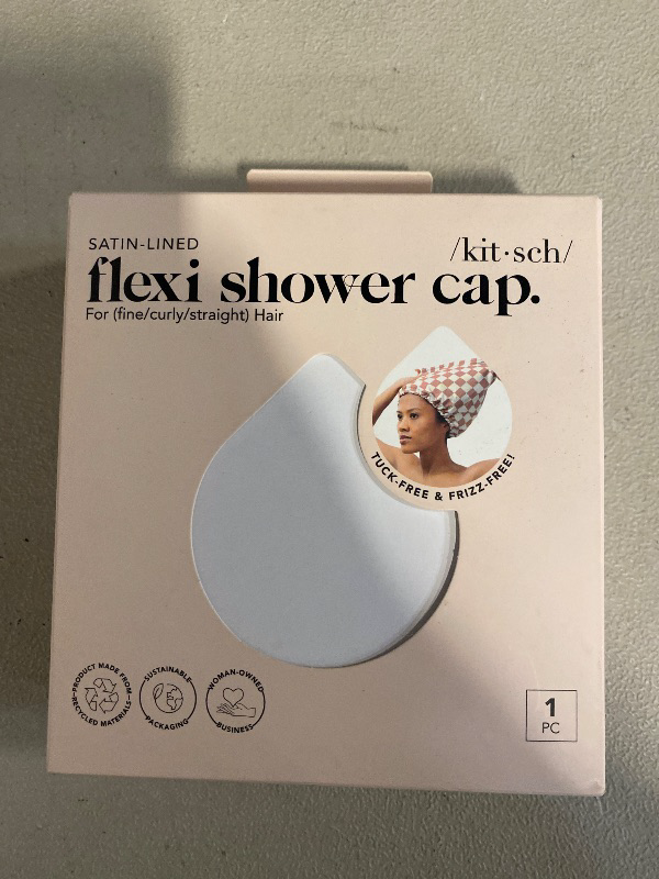 Photo 1 of Luxury Shower Caps for Women Reusable Waterproof - Flexi Satin Lined, Large Wide Shower Cap for Women & Men, Adjustable, Stylish Hair Cap for Shower, For Long & Short Hair - Terracotta Checker