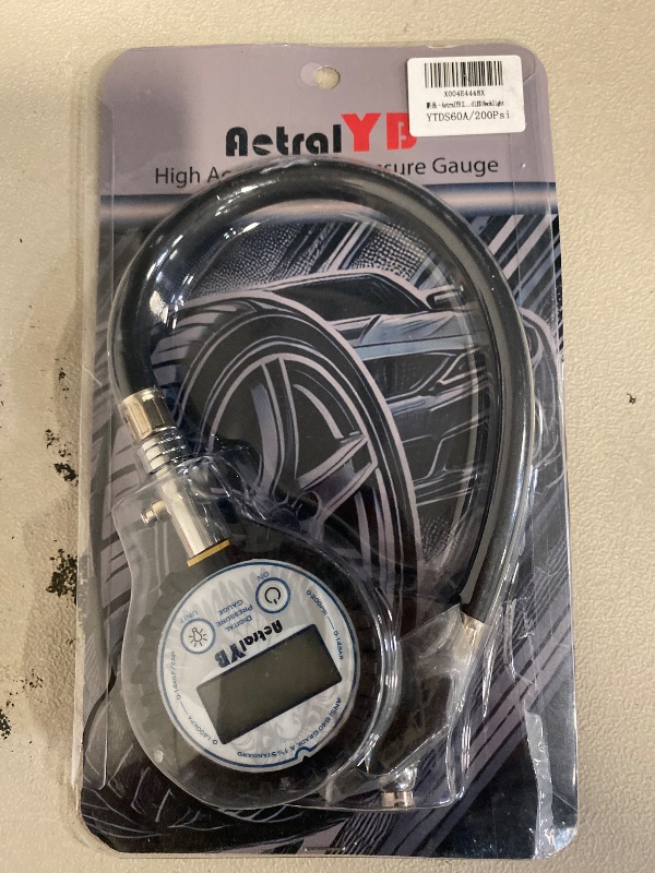 Photo 1 of Digital Tire Pressure Gauge with 200 PSI - Heavy Duty Air Chuck, Reinforced Rubber Hose, Professional Accuracy, and LED Backlight