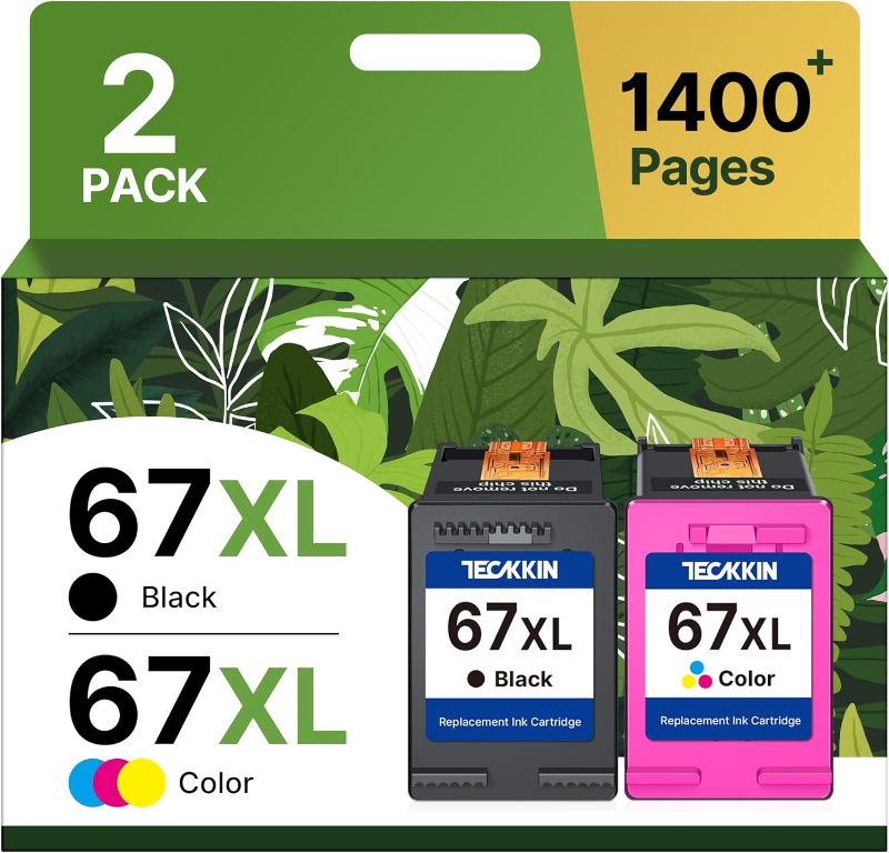 Photo 1 of 67XL Ink Cartridge Black/Color Combo Pack Replacement for HP Ink 67 67XL Printer Ink Works for HP DeskJet 2827e 2755e 2700 2855e 2800 4155e 2755 2852e Envy 6055e 6000 6455e (2 Pack)