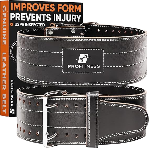 Photo 1 of ProFitness Weight Lifting Belt (5mm Thick) - Leather Weight Belt for Men & Women - Back Support Squat Belt - Gym Belt for Weightlifting, Powerlifting & Deadlifts | Adjustable Weightlifting Belt