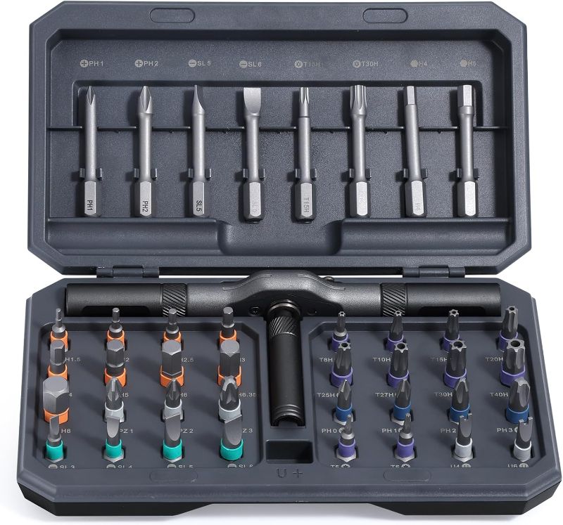 Photo 1 of 42 in 1 Magnetic Screwdriver Set, DIY Ratchet Screwdriver Set, Multi Bit Magnetic Drive Set with Detachable Ratchet Handle, Portable Compact Repair Tool Kit for Furniture Computer Bicycle Gray