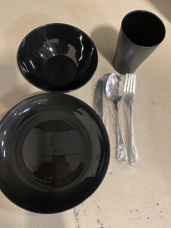 Photo 1 of Camping Utensils, Portable Travel Silverware Set With Reusable Light Weight Mug, Bowls and Plate, Stainless Steel Cutlery Set, Camping Mess Kit for 1 Person