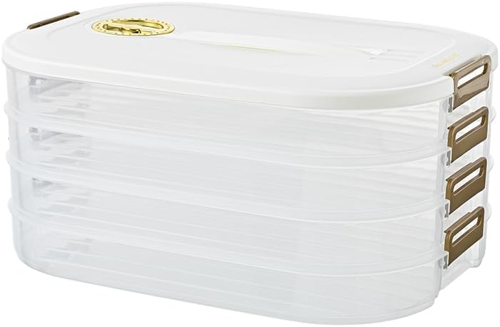 Photo 1 of 4-Layer Food Storage Container, Stackable Snack Container with Lid, Dumpling Box, Gyoza Container, Cookie Storage Containers, Good Sealing, Time Recoder