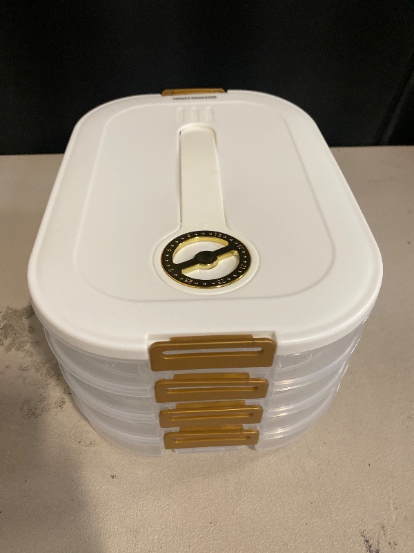 Photo 1 of 4-Layer Food Storage Container, Stackable Snack Container with Lid, Dumpling Box, Gyoza Container, Cookie Storage Containers, Good Sealing, Time Recoder