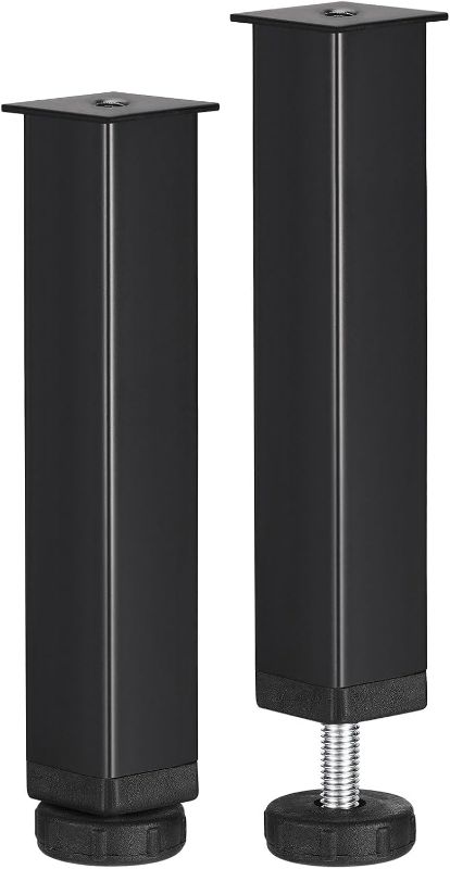 Photo 1 of  2pcs Adjustable Height Bed Frame Support Legs, Bed Frame Center Support Leg Bed Legs Replacement Frame Slat Feet Risers for Furniture Cabinet, Black