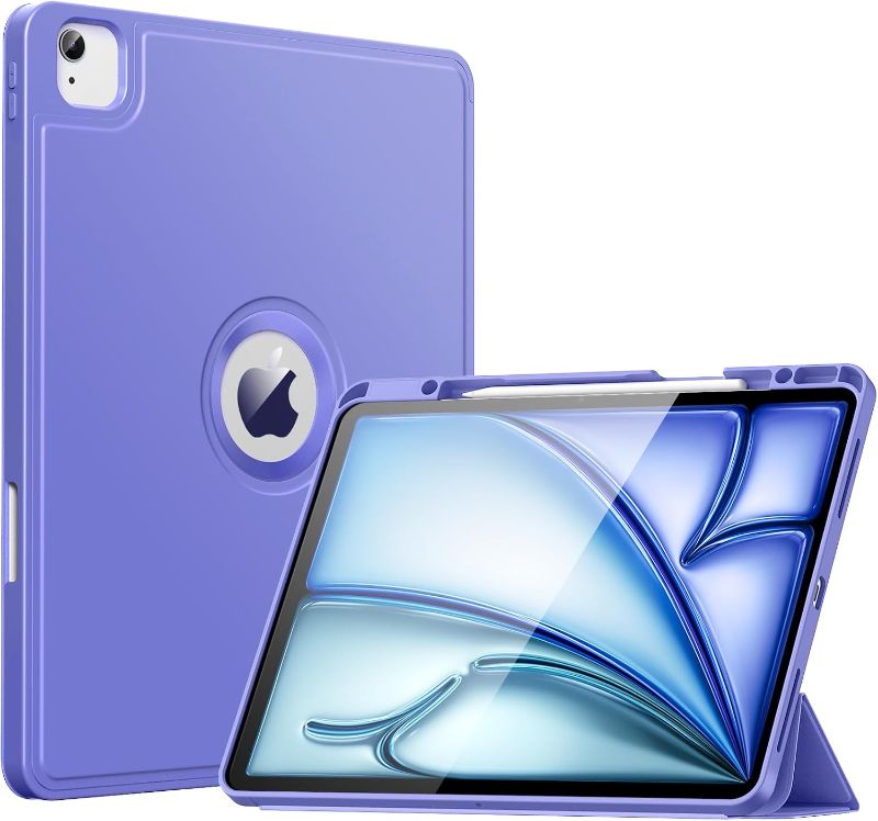 Photo 1 of MoKo iPad Air 13 inch Case (M3 2025/M2 2024) & iPad Pro 12.9 Case 6th/5th Gen (2022/2021), Ultra-Thin Protective Cover with Pencil Holder, Trifold Stand, Auto Wake/Sleep, Lavender