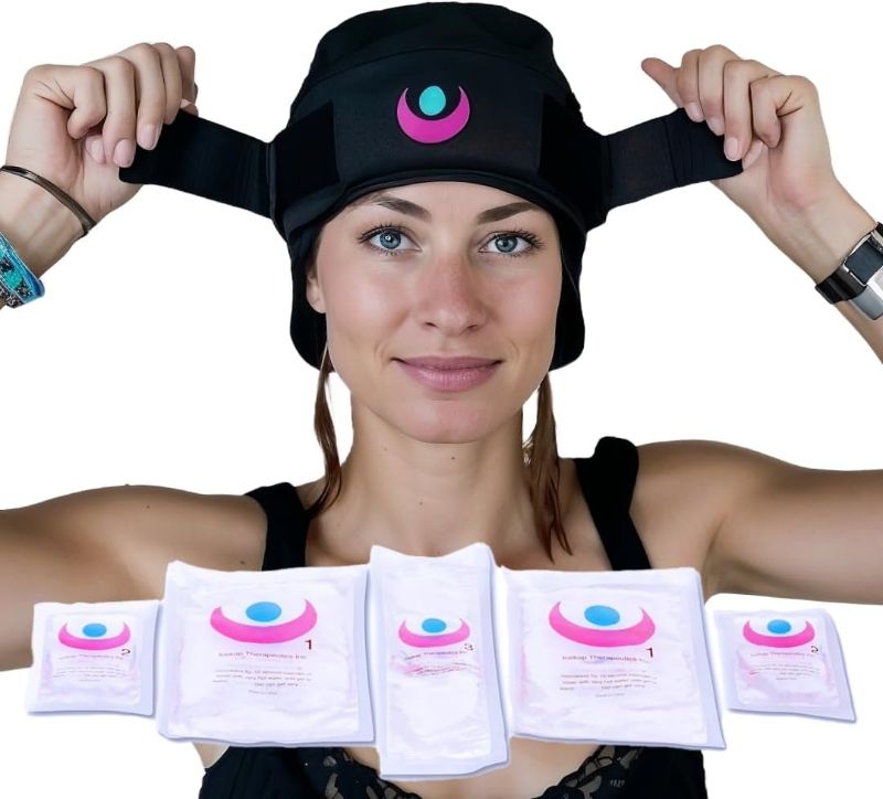 Photo 1 of Cold Cap for Migraine Relief & Chemo, Longer Lasting Cold Swappable Gel Packs, Adjustable Compression, Class 1 Medical Device for Scalp, Concussion Relief, Chemo. Fitted Sizes, Machine Washable