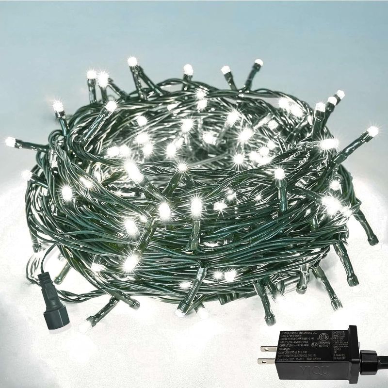 Photo 1 of White 82FT 200 LED Christmas String Lights Outdoor/Indoor (Extendable Green Wire, Ultra-Bright with 8 Modes, UL Certified), Fairy String Lights for Xmas Tree Holiday Party Decoration, Cool White