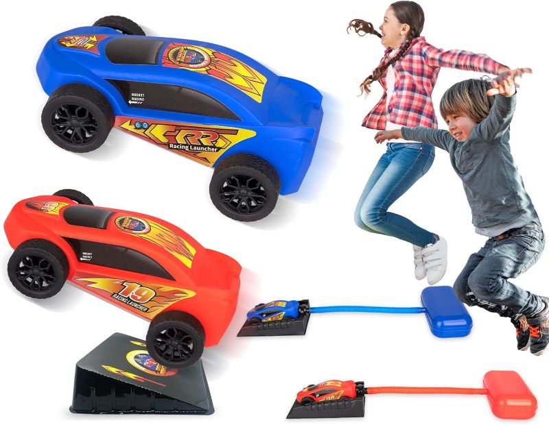 Photo 1 of ArtCreativity Car Rocket Launcher For Kids Super Catapult Car Racers, Includes 2 Cars, 2 Stomp Launchers, Ramp, finish line, & Decorating Decals, Car Toys for Kids, Adrenaline-Pumping Outdoor Toys
