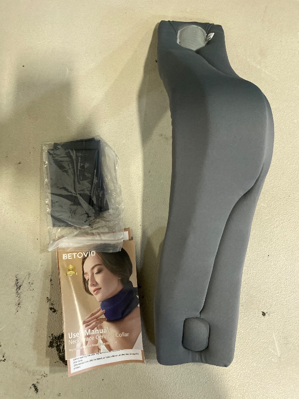 Photo 1 of Neck Brace Cervical Collar - Neck Support Brace for Sleeping, Soft Foam Wraps Keep Vertebrae Stable and Aligned for Relief of Cervical Spine Pressure for Women & Men, (12.6-15.8 Inch) Grey