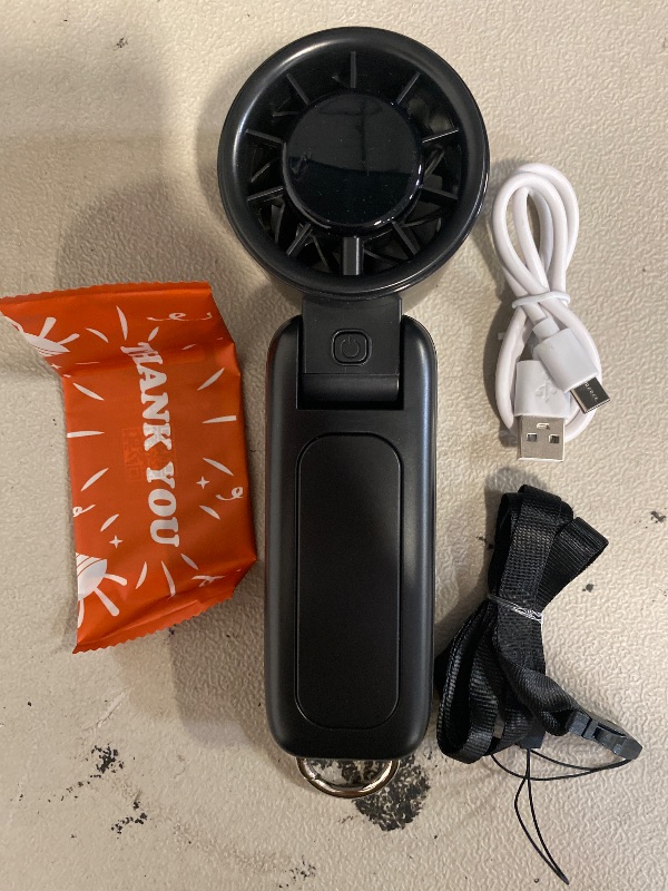 Photo 1 of 4 in 1 Handheld Portable Turbo Fan, 180° Foldable 6-Speed (1-100) Mini Fan, 5000mAh Rechargeable Battery Operated up to 15 Working Hours, LED Display Personal Cooling for Travel Indoor Outdoor Black