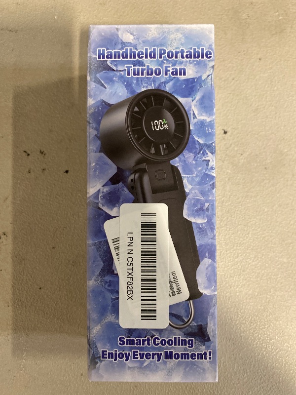 Photo 1 of 4 in 1 Handheld Portable Turbo Fan, 180° Foldable 6-Speed (1-100) Mini Fan, 5000mAh Rechargeable Battery Operated up to 15 Working Hours, LED Display Personal Cooling for Travel Indoor Outdoor Black