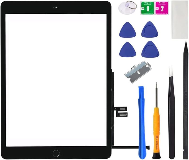 Photo 1 of iPad 7 7th / 8 8th Gen Screen Replacement Digitizer 2019/2020 10.2 Inch Touch Glass, for 7th or 8th Generation A2197 A2198 A2200, A2270 A2428 A2429 A2430 with Home Button, Repair Kit (Black)