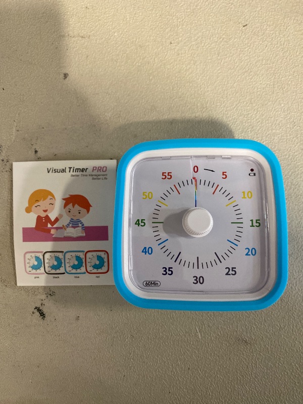 Photo 1 of Visual Timer with Protective Case, Rainbow Disk 60 Minute Countdown Timer for Kids and Adults, Silent Time Management Tool(Blue Rainbow)
