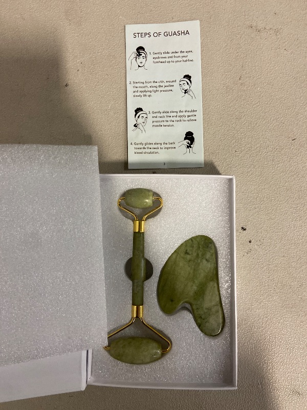 Photo 1 of Genuine Jade Roller & Gua Sha Set for Face, Cooling & Firming Effect, Sculpting Tool for Jawline & Skin Care, Self-Care Gift for Women & Men