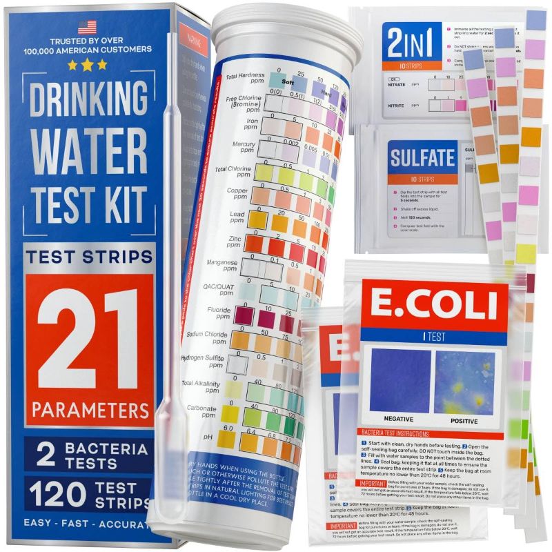 Photo 1 of All-New 20 in 1 Drinking Water Testing Kit 120 Strips, Home Tap and Well Water Test Kit for Hardness, Lead, Iron, Copper, Chlorine, Fluoride