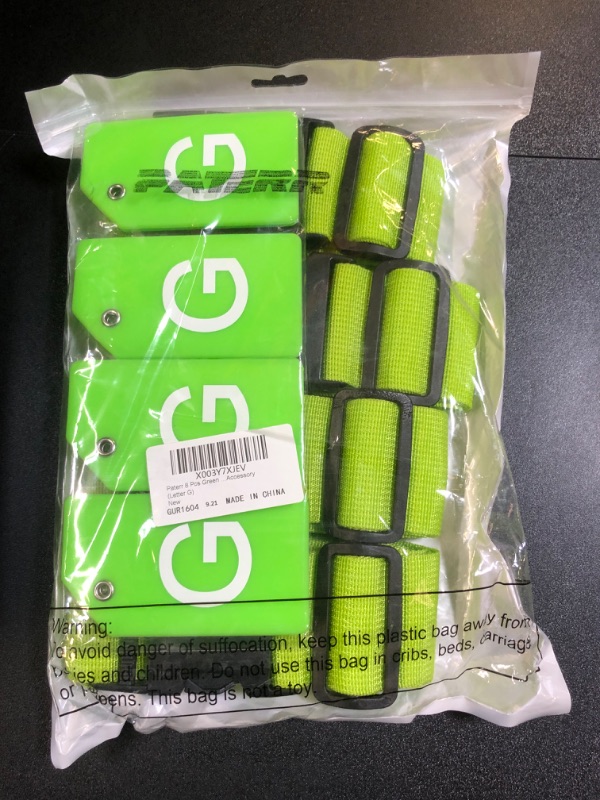 Photo 2 of 8 Pcs Green Luggage Straps A-Z Initial Luggage Tags Set, 6.5 ft Adjustable Travel Suitcase Belts with Letter Suitcase Tags, Silicone Suitcase Tags with Name Card Man Women(Letter G)
