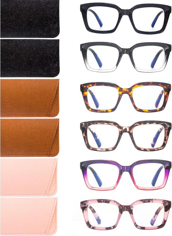 Photo 1 of Areyeth Retro Oversized Blue Light Blocking Reading Glasses for Women Oprah Style Large Thick Frame Ladies Reader with Spring Hinge (Six colors, 2.50)
